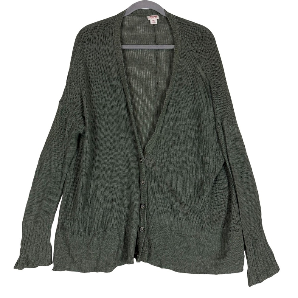Mossimo Supply Co Sweater Womens XXL Green Open Knit Button Cardigan Long Sleeve